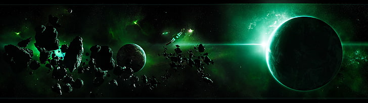 Space Dual Monitor 3840X1080, multiple display, closeup, motion, no people Free HD Wallpaper