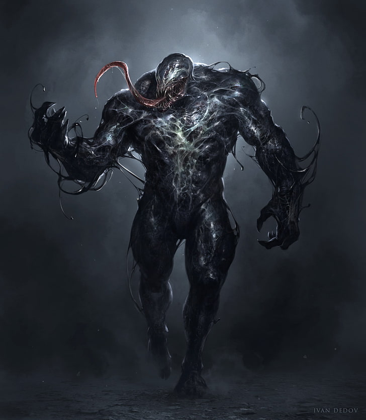 Spider-Man Concept Art Drawings, fan art, symbiote, muscular, underwater Free HD Wallpaper