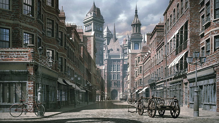 street,, victorian,, city, the good old days Free HD Wallpaper