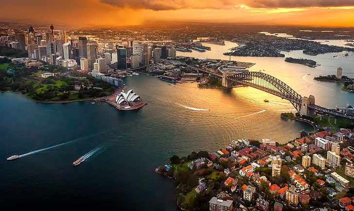 Sydney Harbour, building exterior, mode of transportation, skyscraper, outdoors Free HD Wallpaper