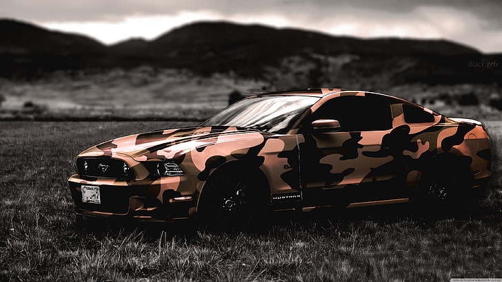 Tapety Mustang, ford, focus on foreground, sky, in a row