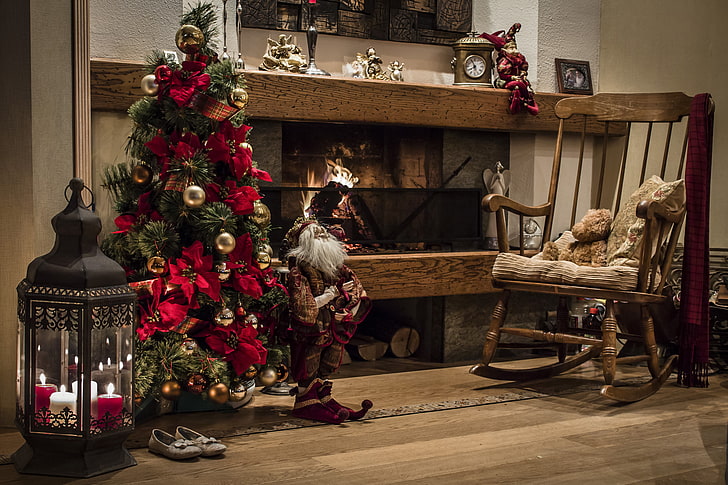 Traditional Rocking Chairs, winter, wood  material, indoors, candle