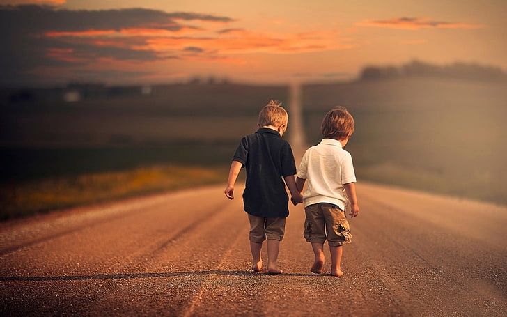 Two Friends Walking, full length, love, bonding, togetherness Free HD Wallpaper