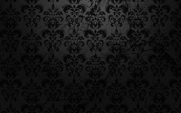 Vintage Black Damask, design, victorian style, baroque style, abstract Free HD Wallpaper