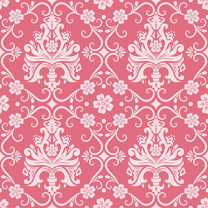 Vintage Damask, background, seamless, pink, victorian Free HD Wallpaper