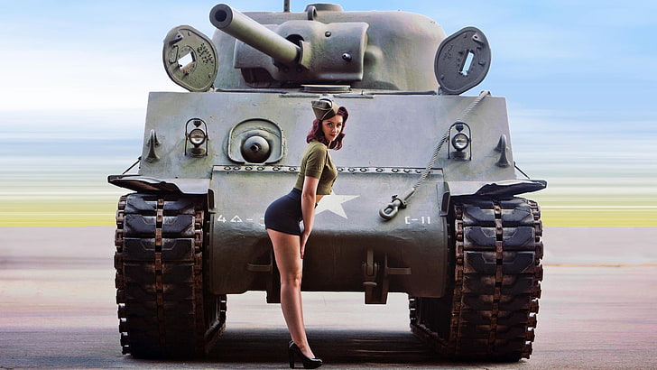 World War 2 Pin Up, camouflage, artillery, military land vehicle, equipment Free HD Wallpaper