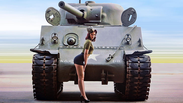 World War 2 Pin Up, camouflage, artillery, military land vehicle, equipment