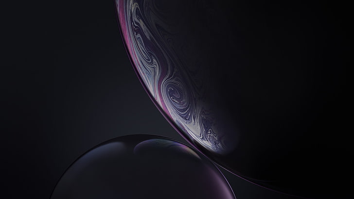 XR Dark iPhone, nature, water, purple, bubbles Free HD Wallpaper