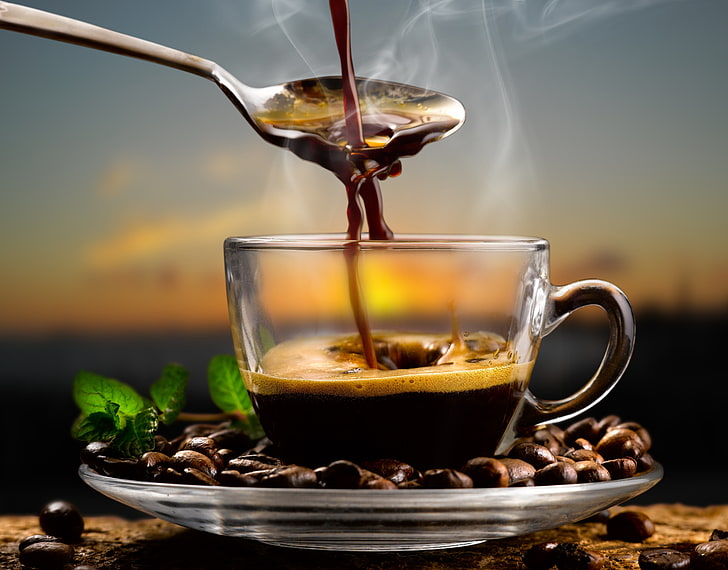 Bon Cafe GIF, espresso, refreshment, saucer, closeup Free HD Wallpaper