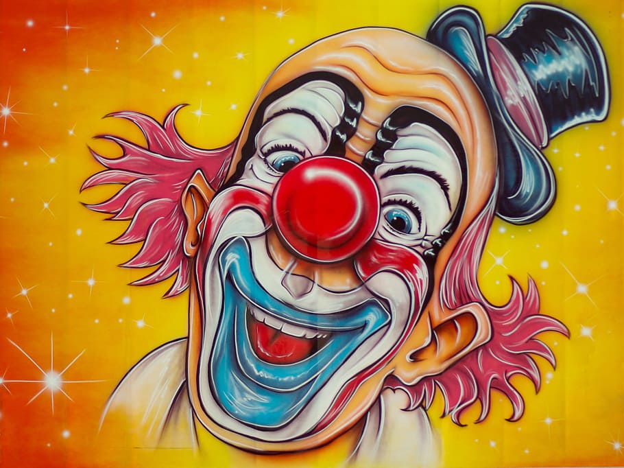 Clown Afro Wig, painted image, indoors, pattern, closeup Free HD Wallpaper