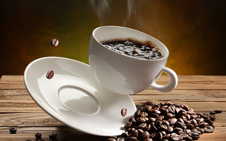 Coffee Bean Cup, coffee, beans, coffee beans, cup Free HD Wallpaper
