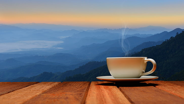 Coffee Cup HD, table, wooden, coffee, mood Free HD Wallpaper