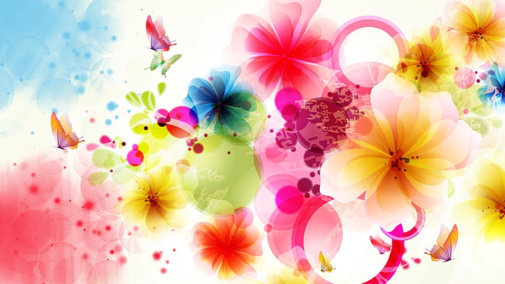 Colorful Floral, and, vector, Butterfly, butterfly Free HD Wallpaper