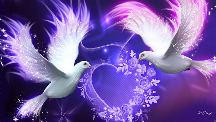 Dove Lavender, heart, valentine, purple, love Free HD Wallpaper