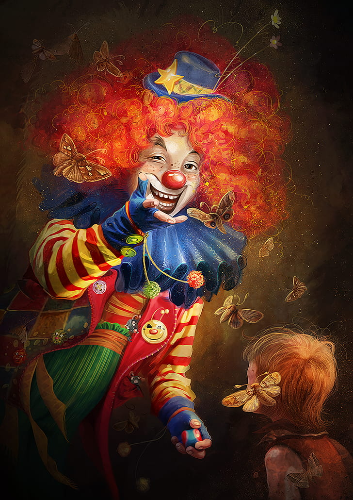 emotions, clown, smile, art Free HD Wallpaper