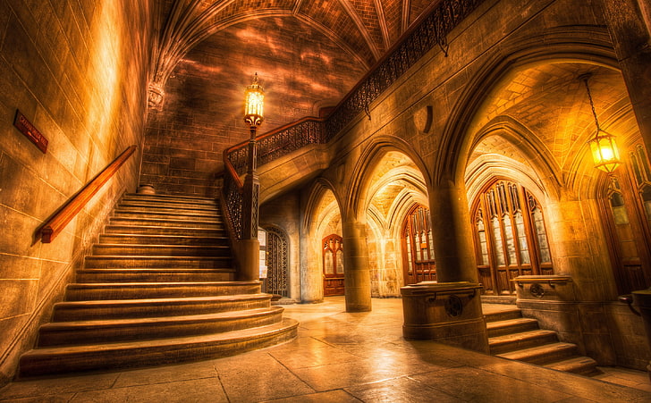 Hogwarts Dining Hall, usa, lights, old building, wall Free HD Wallpaper