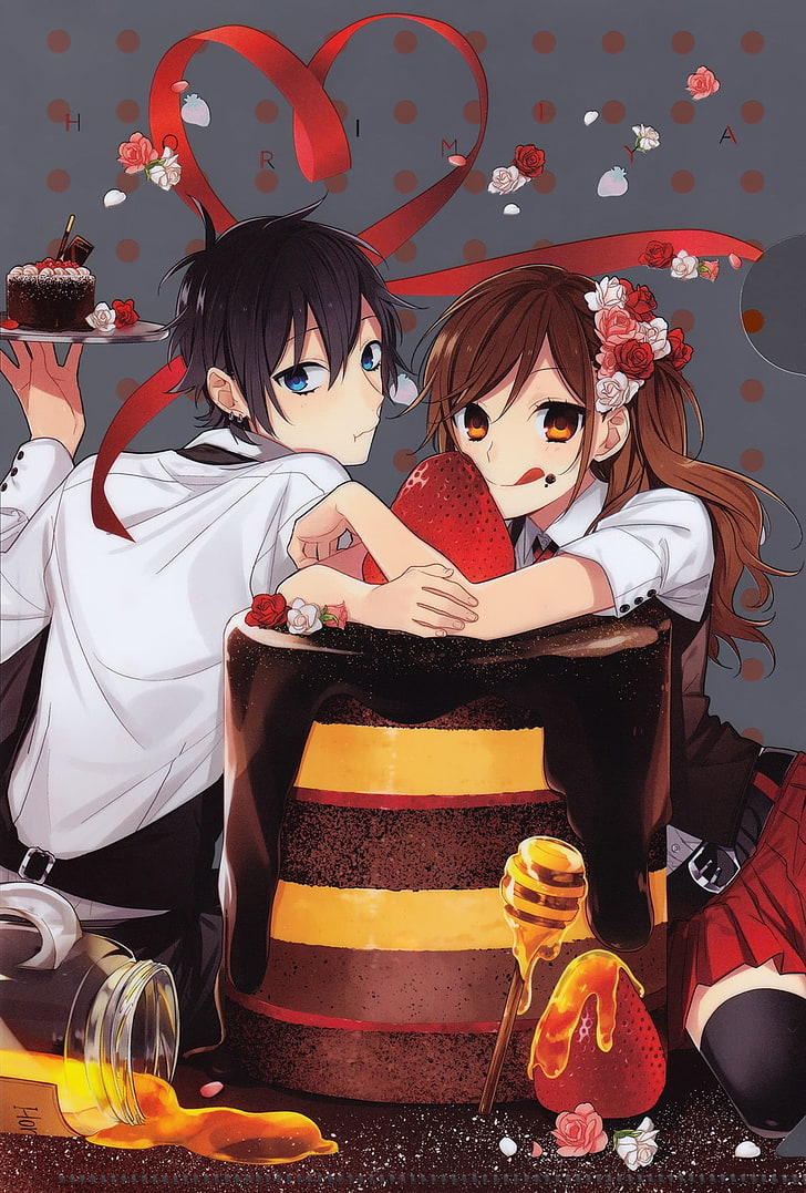 Horimiya Hori PFP, couple, cake, anime, rose Free HD Wallpaper