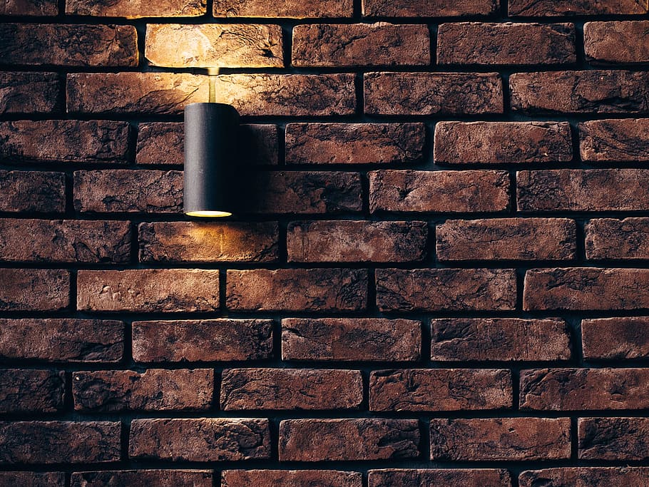 Light Red Brick Wall, illuminated, apartment, furniture, modern