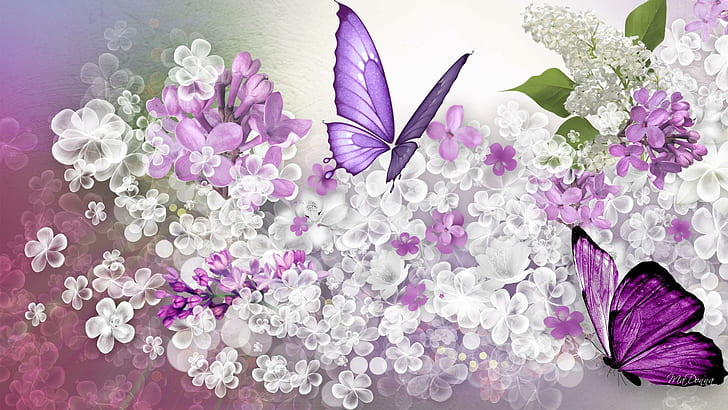 Lilac Tree, white flowers, scatter, spring, lilac Free HD Wallpaper