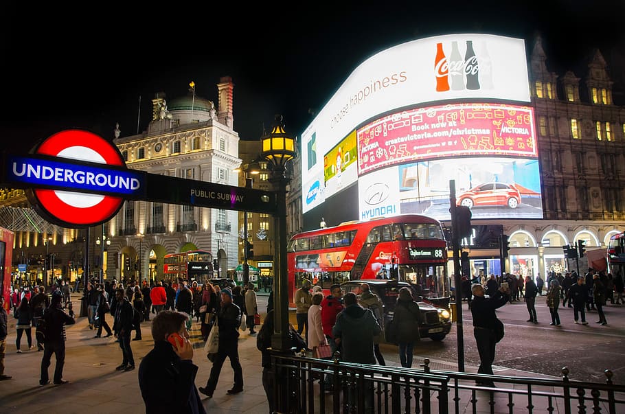 London Night, night, lightning, london tube, skyscraper Free HD Wallpaper