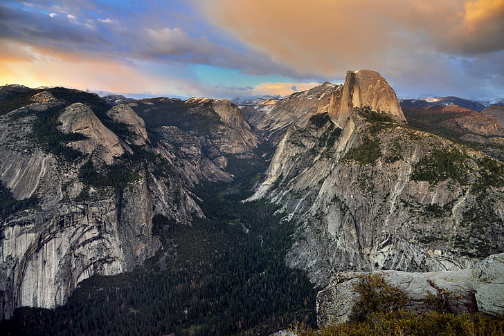 Mountain Road, mountain peak, distance, landscape, glacier point Free HD Wallpaper