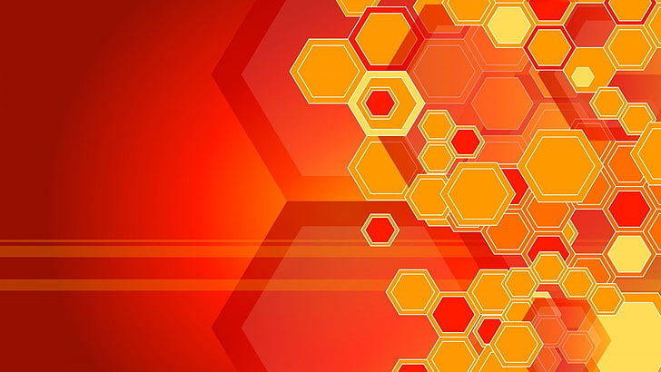 Orange Hexagon Pattern, communication, orange, no people, design element Free HD Wallpaper