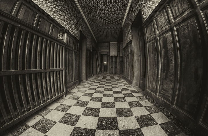 sepia, checkered, square, door Free HD Wallpaper