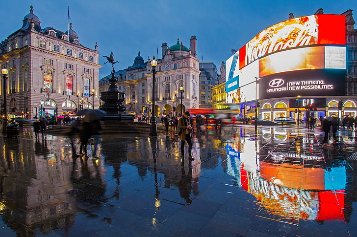 The Circus Bath England, england, london, piccadilly circus, fountain shaftesbury Free HD Wallpaper